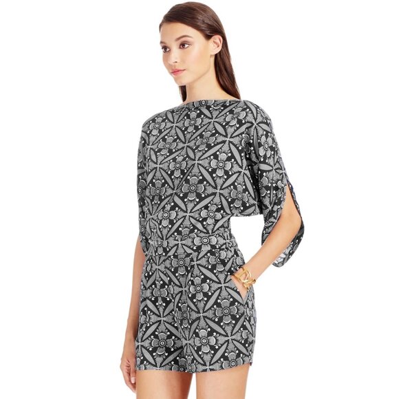 DVF "Soleil" Printed Crepe Romper, size 8 - Picture 12 of 12